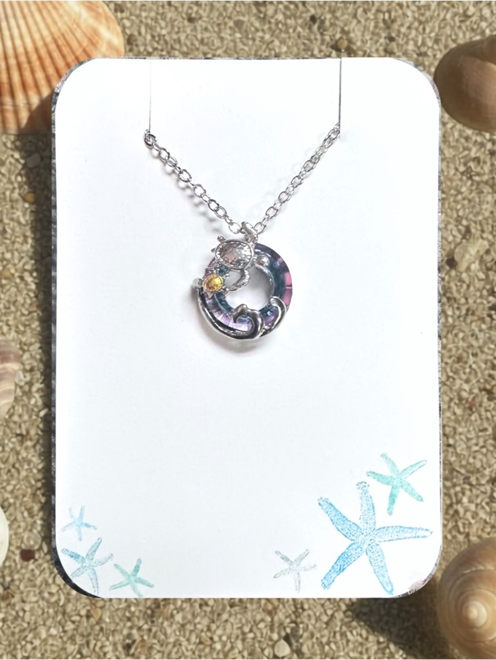 New Silver-Tone Mother and Baby Turtle Pendant Necklace